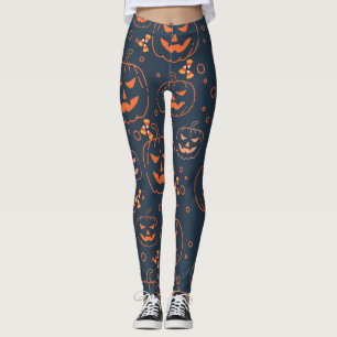 Cute Spooky Scary Halloween Pumpkins and Snoep Leggings