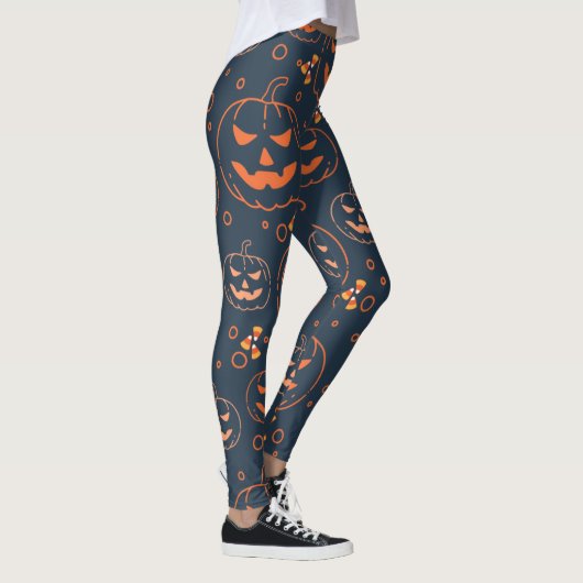 Cute Spooky Scary Halloween Pumpkins and Snoep Leggings (Rechts)