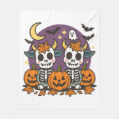 Cute Spooky Skeleton Cows Fleece Blanket (Voorkant)