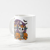 Cute Spooky Skeleton Cows with Classic Mug, 11 oz Koffiemok (Voorkant links)