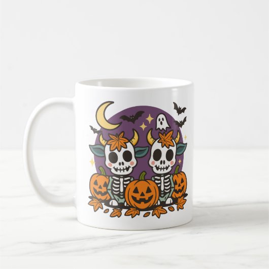 Cute Spooky Skeleton Cows with Classic Mug, 11 oz Koffiemok (Links)