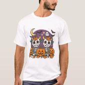 Cute Spooky Skeleton Cows with Pumpkins T-Shirt (Voorkant)
