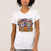 Cute Spooky Skeleton Cows with Pumpkins T-Shirt (Voorkant)