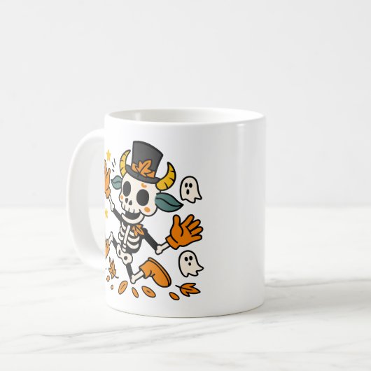 Cute Spooky Skeleton Goat Classic Mug, 11 oz Koffiemok (Voorkant links)