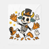 Cute Spooky Skeleton Goat Fleece Blanket (Voorkant)