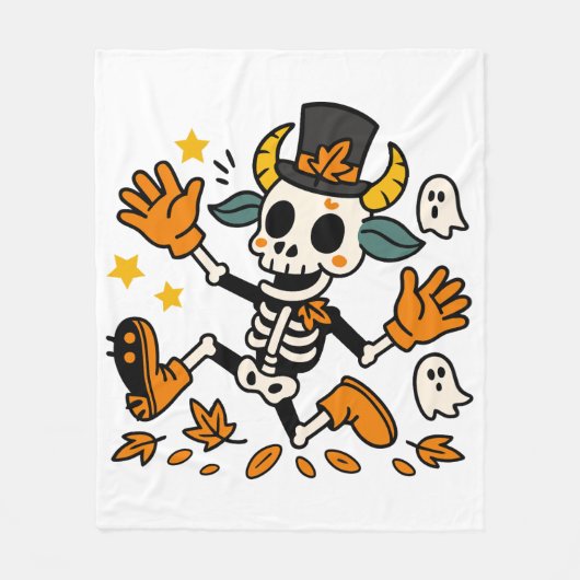 Cute Spooky Skeleton Goat Fleece Blanket Deken (Voorkant)