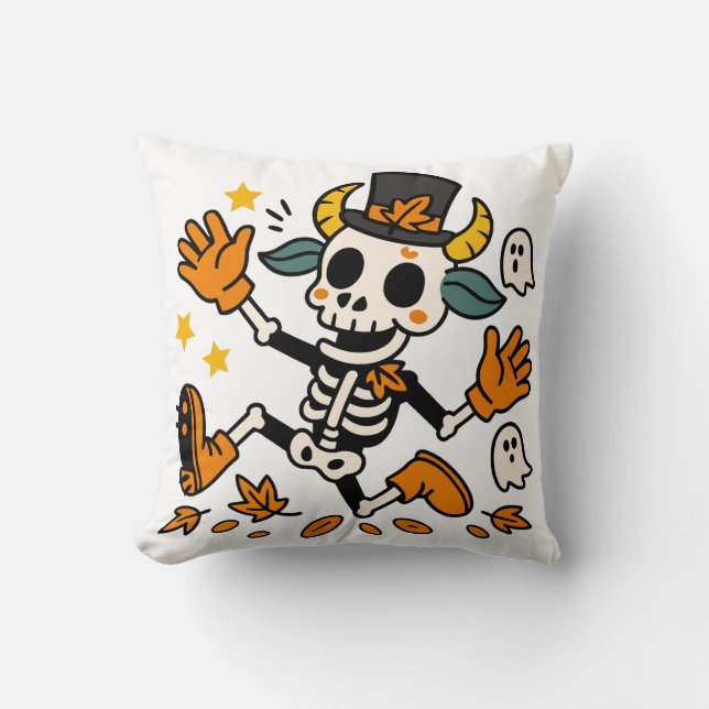 Cute Spooky Skeleton Goat Throw Pillow Kussen (Voorkant)