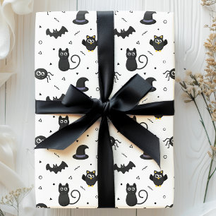 Cute Spooky Spiders, Bats & Cats Halloween Cadeaupapier