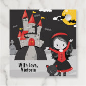 Cute Spooky Vampire Girl Halloween Kinder Bedankjes Labels (Achterkant)