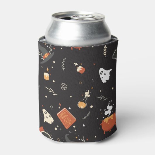 Cute Spooky Whimsical Halloween Pattern Achtergron Blikjeskoeler (Blikje Voorkant)