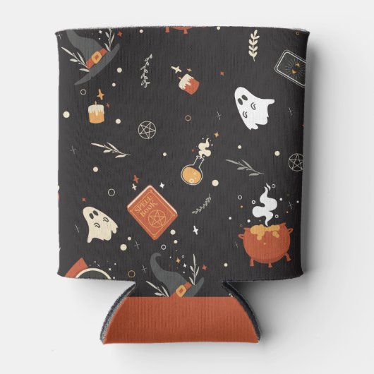 Cute Spooky Whimsical Halloween Pattern Achtergron Blikjeskoeler (Voorkant)