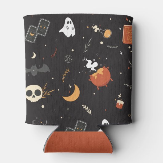 Cute Spooky Whimsical Halloween Pattern Achtergron Blikjeskoeler (Achterkant)