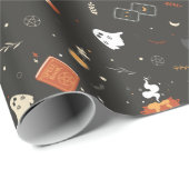 Cute Spooky Whimsical Halloween Pattern Achtergron Cadeaupapier (Rol Hoek)