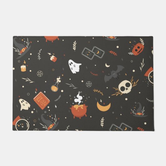 Cute Spooky Whimsical Halloween Pattern Achtergron Deurmat (Voorkant)