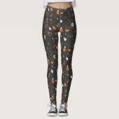 Cute Spooky Whimsical Halloween Pattern Achtergron Leggings (Voorkant)