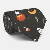 Cute Spooky Whimsical Halloween Pattern Achtergron Stropdas (Opgerold)