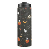 Cute Spooky Whimsical Halloween Pattern Achtergron Thermosbeker (Voorkant)
