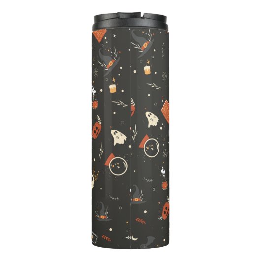 Cute Spooky Whimsical Halloween Pattern Achtergron Thermosbeker (Achterkant)