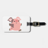 Cute Sporty Cartoon Pig Bagagelabel (Voorkant horizontaal)