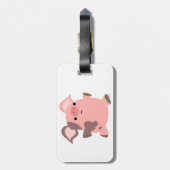 Cute Sporty Cartoon Pig Bagagelabel (Achterkant verticaal)