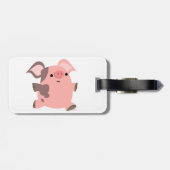 Cute Sporty Cartoon Pig Bagagelabel (Achterkant horizontaal)