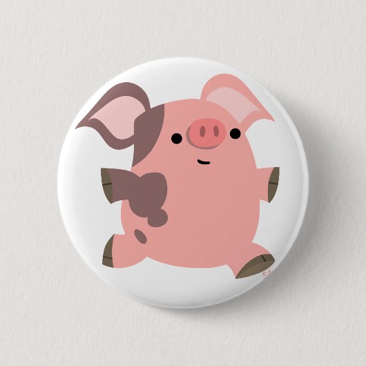 Cute Sporty Cartoon Pig Button Badge (Voorkant)