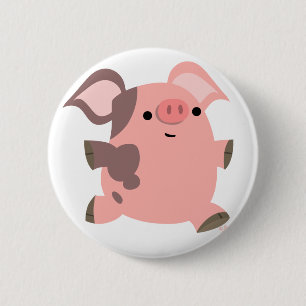Cute Sporty Cartoon Pig Button Badge