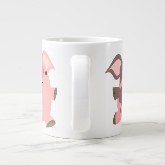 Cute Sporty Cartoon Pig Grote Koffiekop (Achterkant)