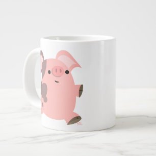 Cute Sporty Cartoon Pig Grote Koffiekop