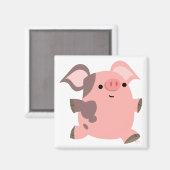 Cute Sporty Cartoon Pig Magnet (Voorkant / Achterkant)