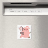 Cute Sporty Cartoon Pig Magnet (Insitu (Vaatwasser))