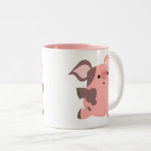 Cute Sporty Cartoon Pig Tweekleurige Koffiemok (Voorkant rechts)