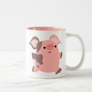 Cute Sporty Cartoon Pig Tweekleurige Koffiemok