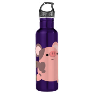 Cute Sporty Cartoon Pig Waterfles