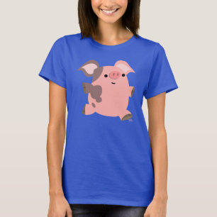 Cute Sporty Cartoon Pig Women T shirt