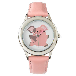 Cute Sporty Cartoon PigWatch Horloge