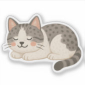 Cute Spotted Gray Tabby Cat Sleeping Sticker (Voorkant)