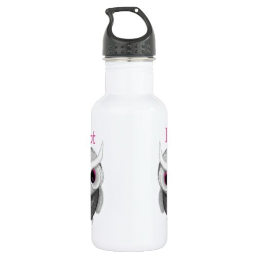 Cute Spotted Owl Illustration Hoot Waterfles (Achterkant)