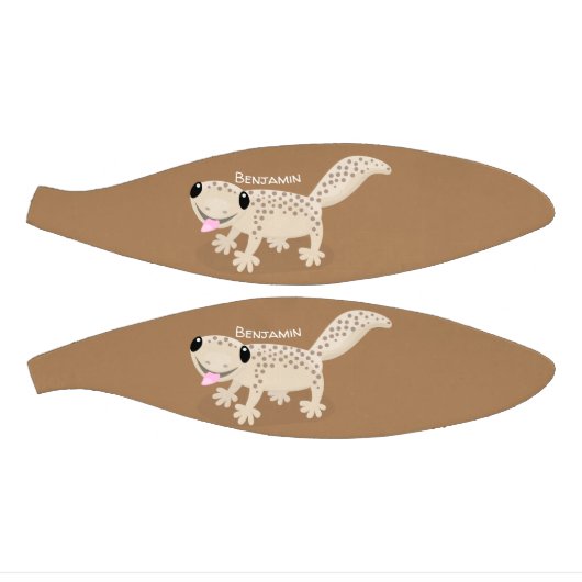 Cute spotted tan gecko cartoon illustration basketbal (Panelen)