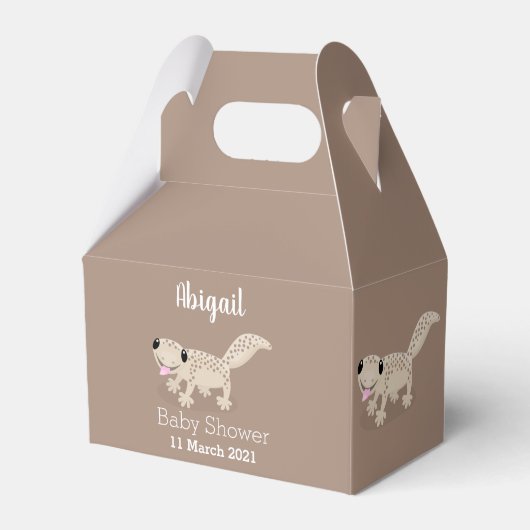Cute spotted tan gecko cartoon illustration bedankdoosjes (Voorkant Zijde)