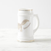 Cute spotted tan gecko cartoon illustration bierpul (Voorkant rechts)