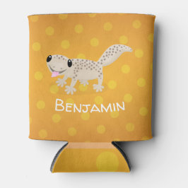 Cute spotted tan gecko cartoon illustration blikjeskoeler
