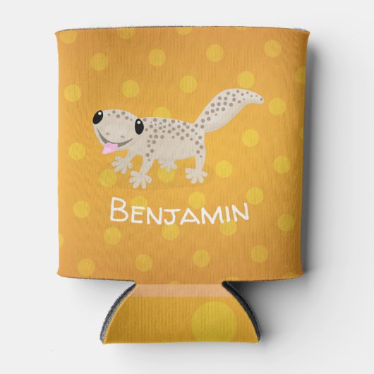 Cute spotted tan gecko cartoon illustration blikjeskoeler (Voorkant)