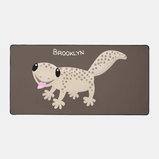 Cute spotted tan gecko cartoon illustration bureaumat (Voorkant)