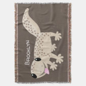 Cute spotted tan gecko cartoon illustration deken (Voorkant Verticaal)