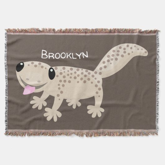 Cute spotted tan gecko cartoon illustration deken (Voorkant)