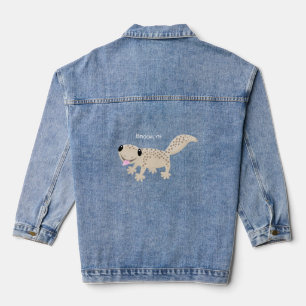 Cute spotted tan gecko cartoon illustration denim jacket