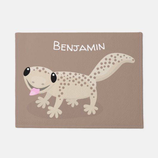 Cute spotted tan gecko cartoon illustration deurmat (Voorkant)