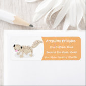 Cute spotted tan gecko cartoon illustration etiket (Insitu)