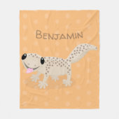 Cute spotted tan gecko cartoon illustration fleece deken (Voorkant)